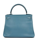 Hermes Kelly Retourne 28 Blue Jean Gulliver Palladium Hardware