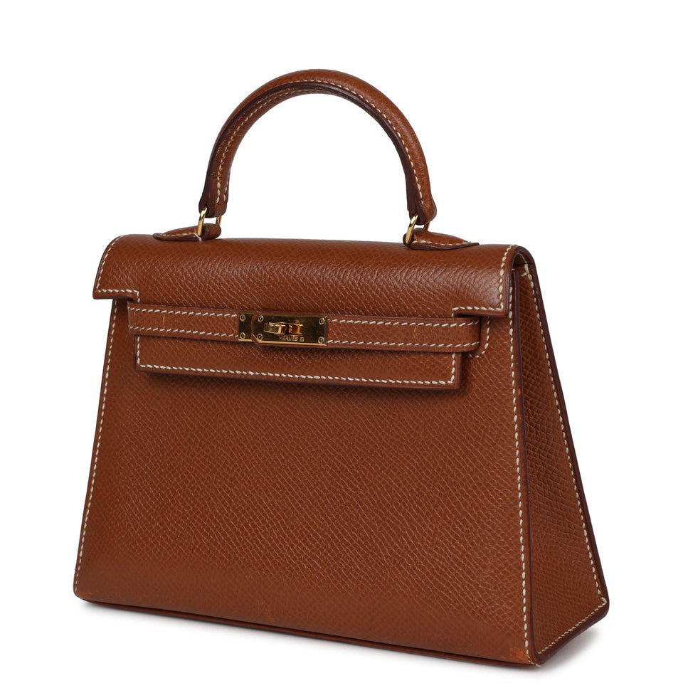 Hermes Micro Kelly Sellier 15 Gold Courchevel Gold Hardware