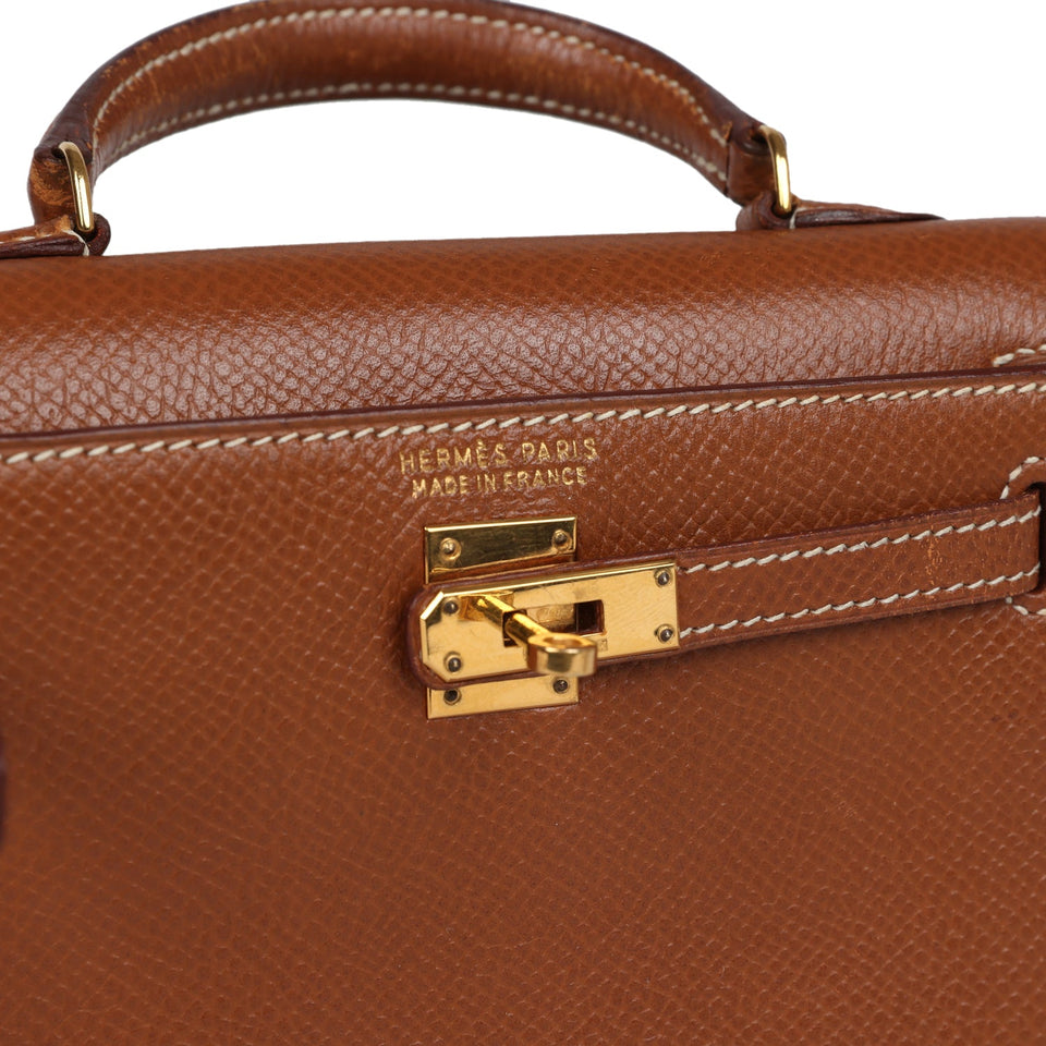 Hermes Micro Kelly Sellier 15 Gold Courchevel Gold Hardware