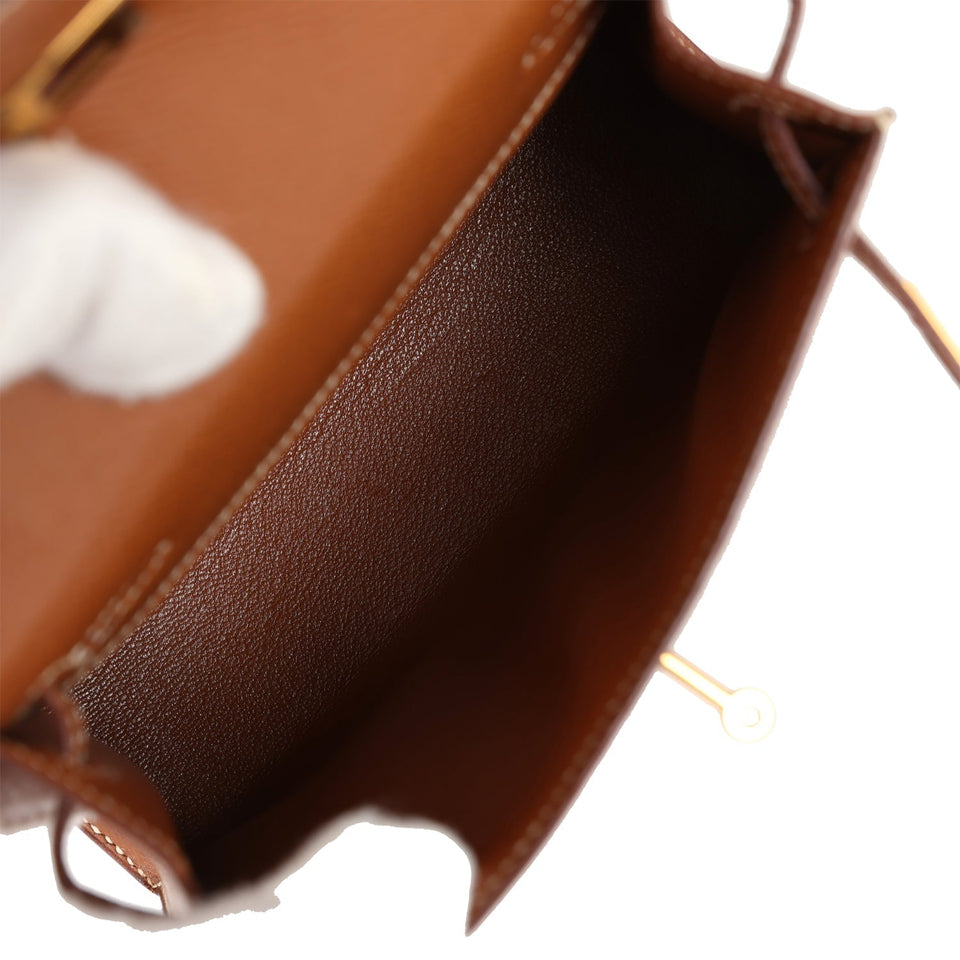 Hermes Micro Kelly Sellier 15 Gold Courchevel Gold Hardware