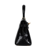 Hermes Kelly Sellier 20 Black Shiny Alligator Gold Hardware