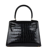 Hermes Kelly Sellier 20 Black Shiny Alligator Gold Hardware