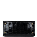 Hermes Kelly Sellier 20 Black Shiny Alligator Gold Hardware