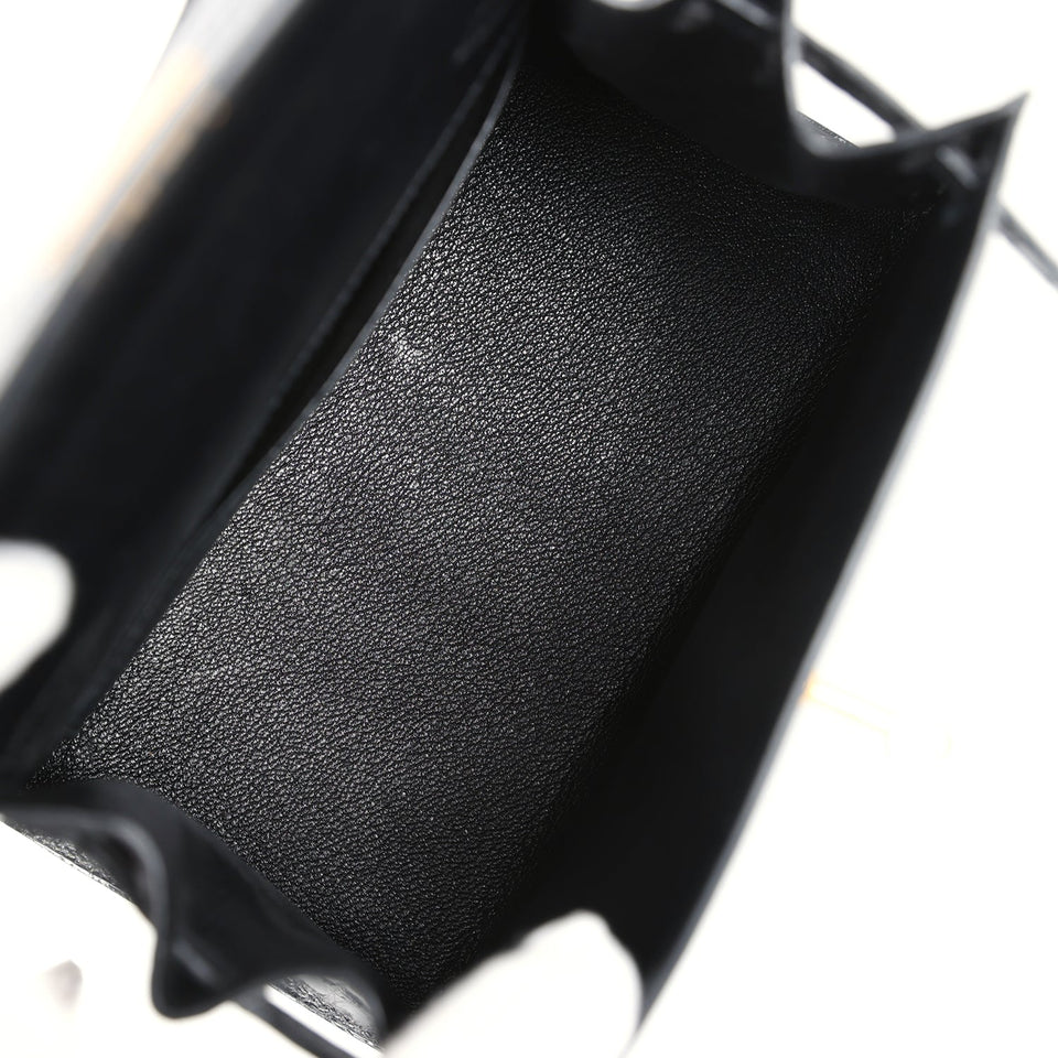 Hermes Kelly Sellier 20 Black Shiny Alligator Gold Hardware