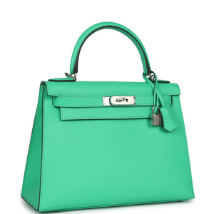 Hermes Kelly Sellier 28 Vert Comics Epsom Palladium Hardware