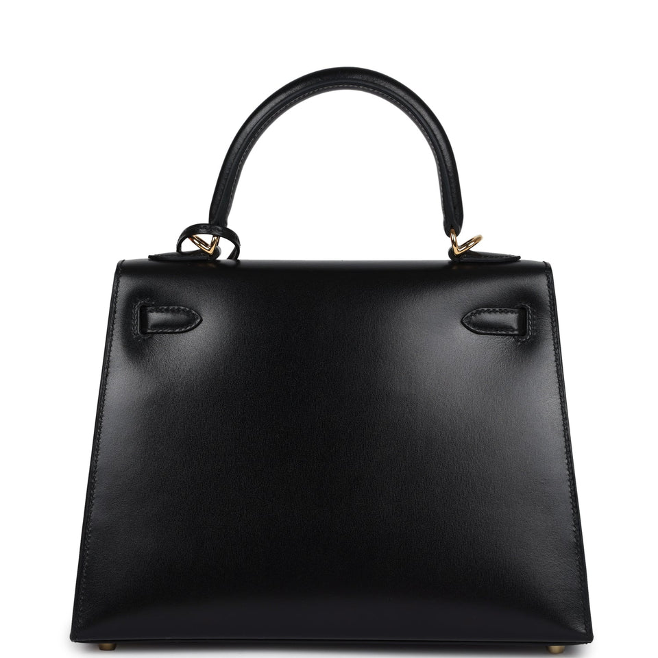 Hermes Kelly Sellier 25 Black Box Gold Hardware