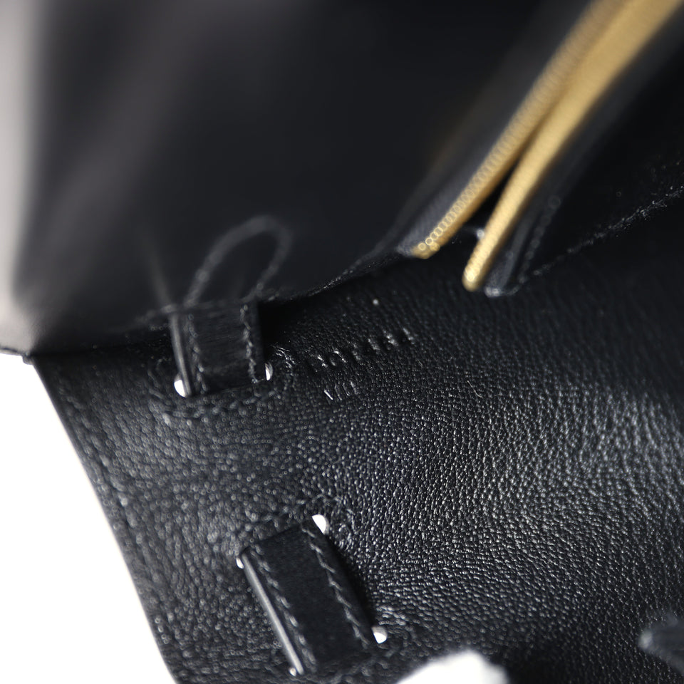 Hermes Kelly Sellier 25 Black Box Gold Hardware