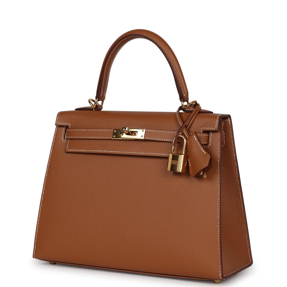 New Hermes Kelly Sellier 25 Gold Epsom Gold Hardware