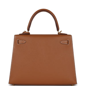 New Hermes Kelly Sellier 25 Gold Epsom Gold Hardware