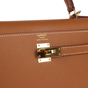 New Hermes Kelly Sellier 25 Gold Epsom Gold Hardware