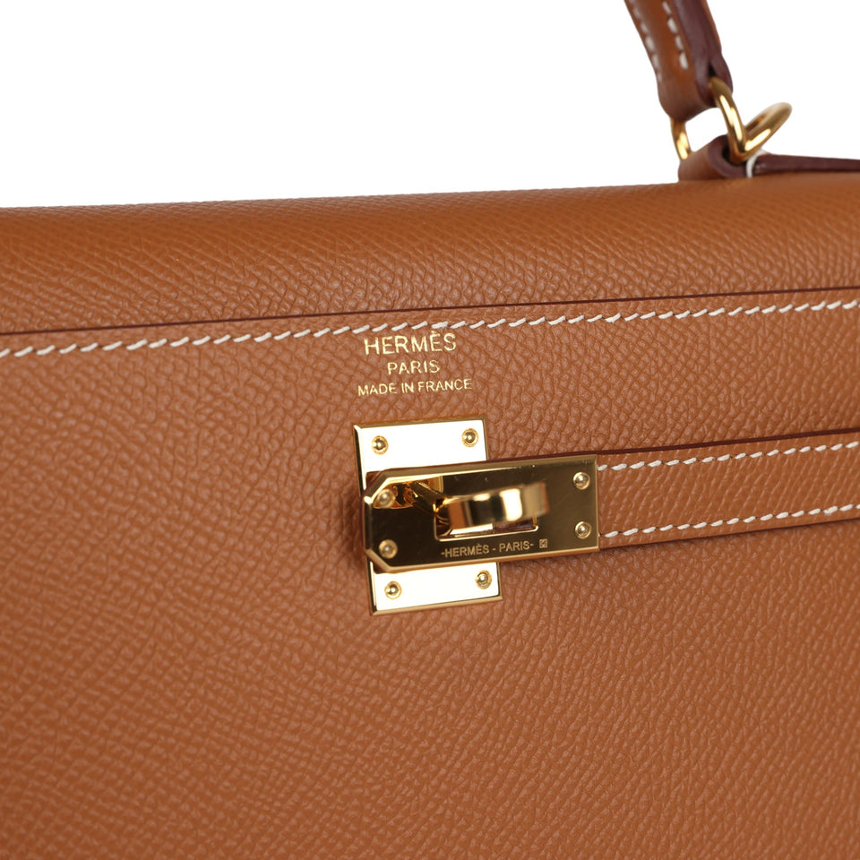 New Hermes Kelly Sellier 25 Gold Epsom Gold Hardware