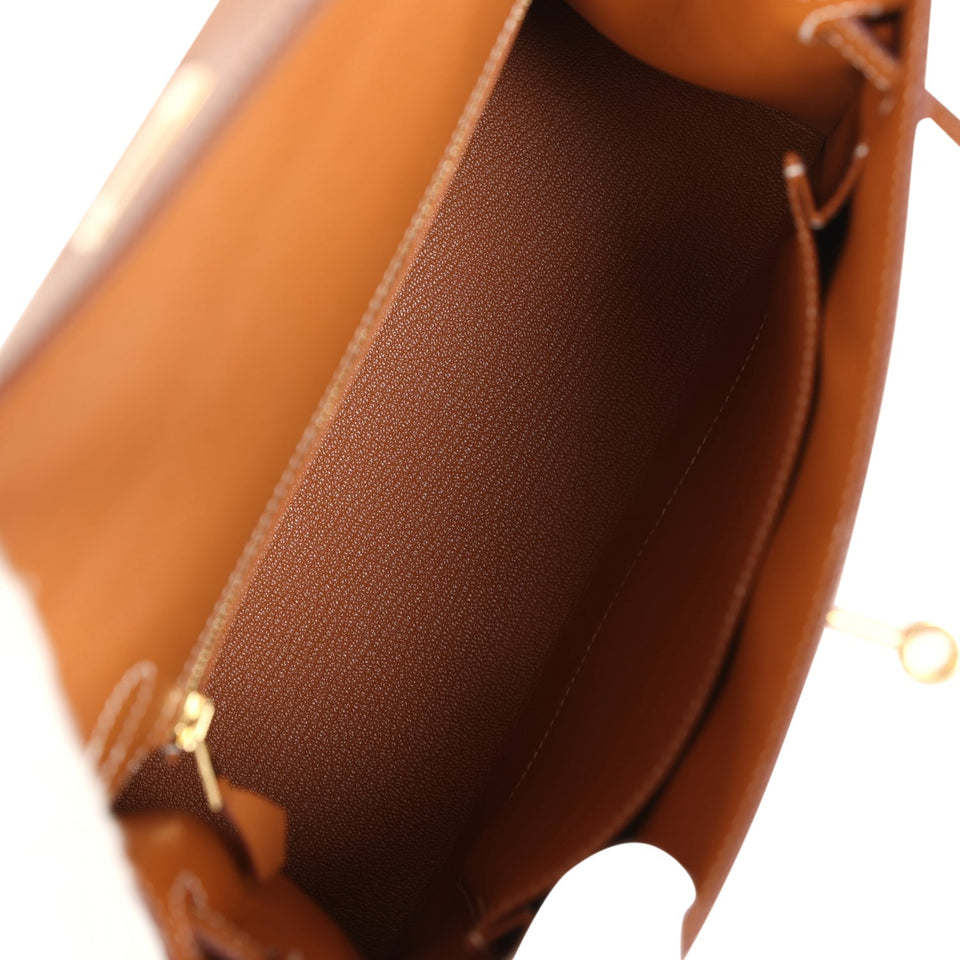 New Hermes Kelly Sellier 25 Gold Epsom Gold Hardware