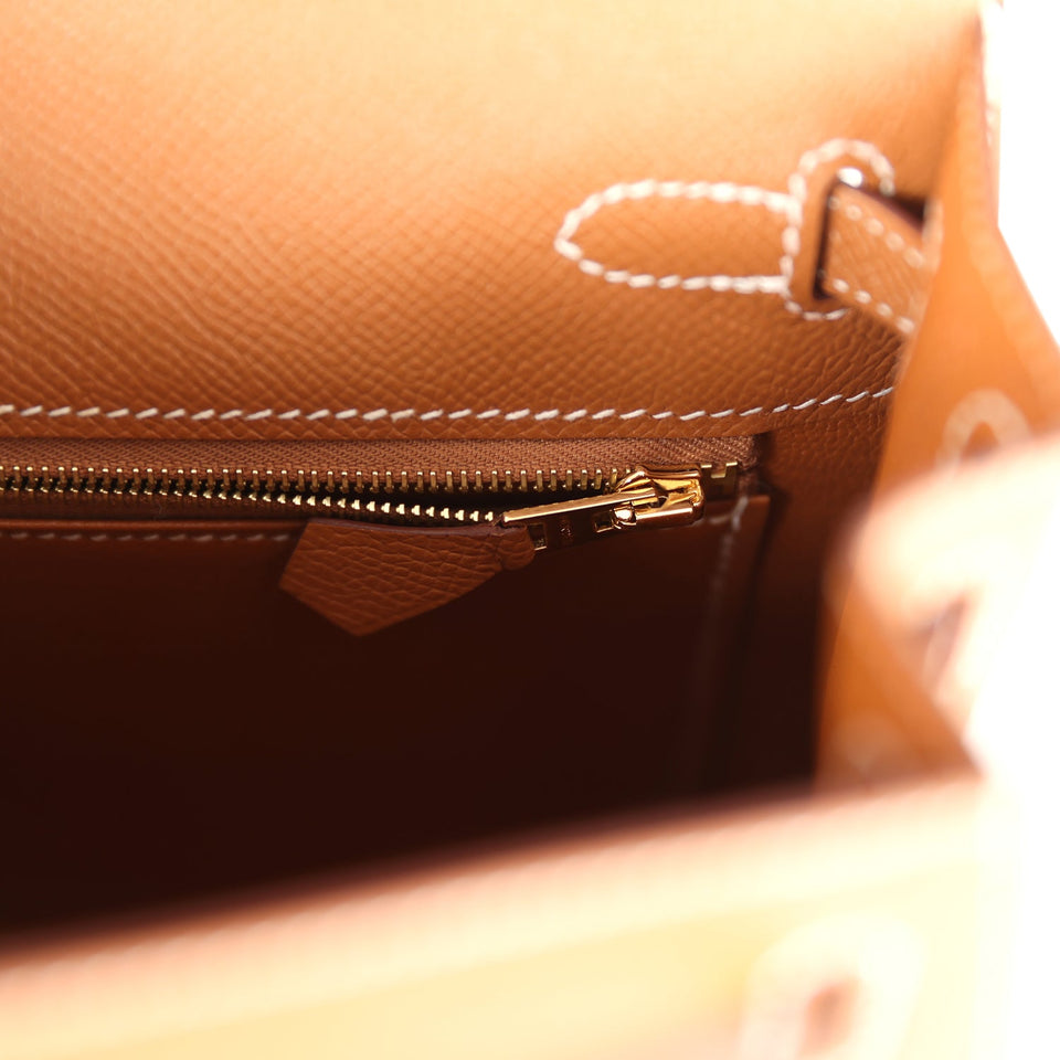 New Hermes Kelly Sellier 25 Gold Epsom Gold Hardware
