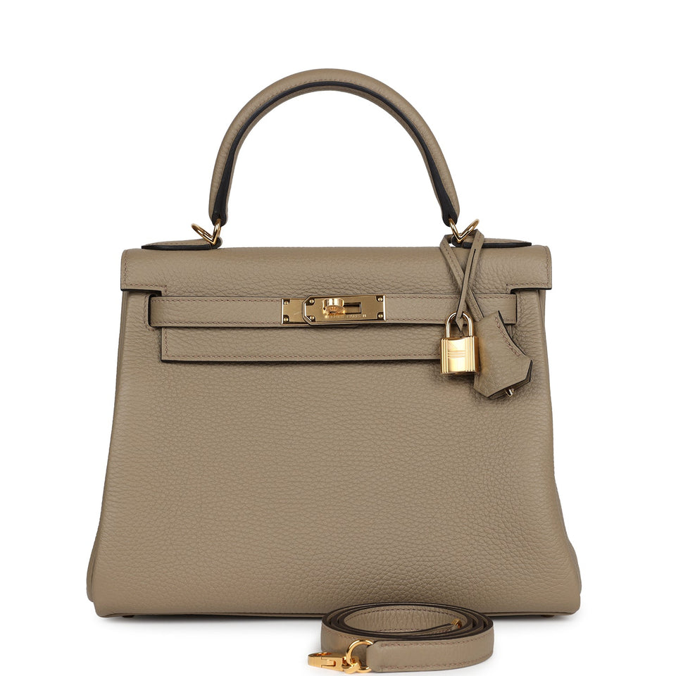 Hermes Kelly Retourne 28 Beige Marfa Clemence Gold Hardware