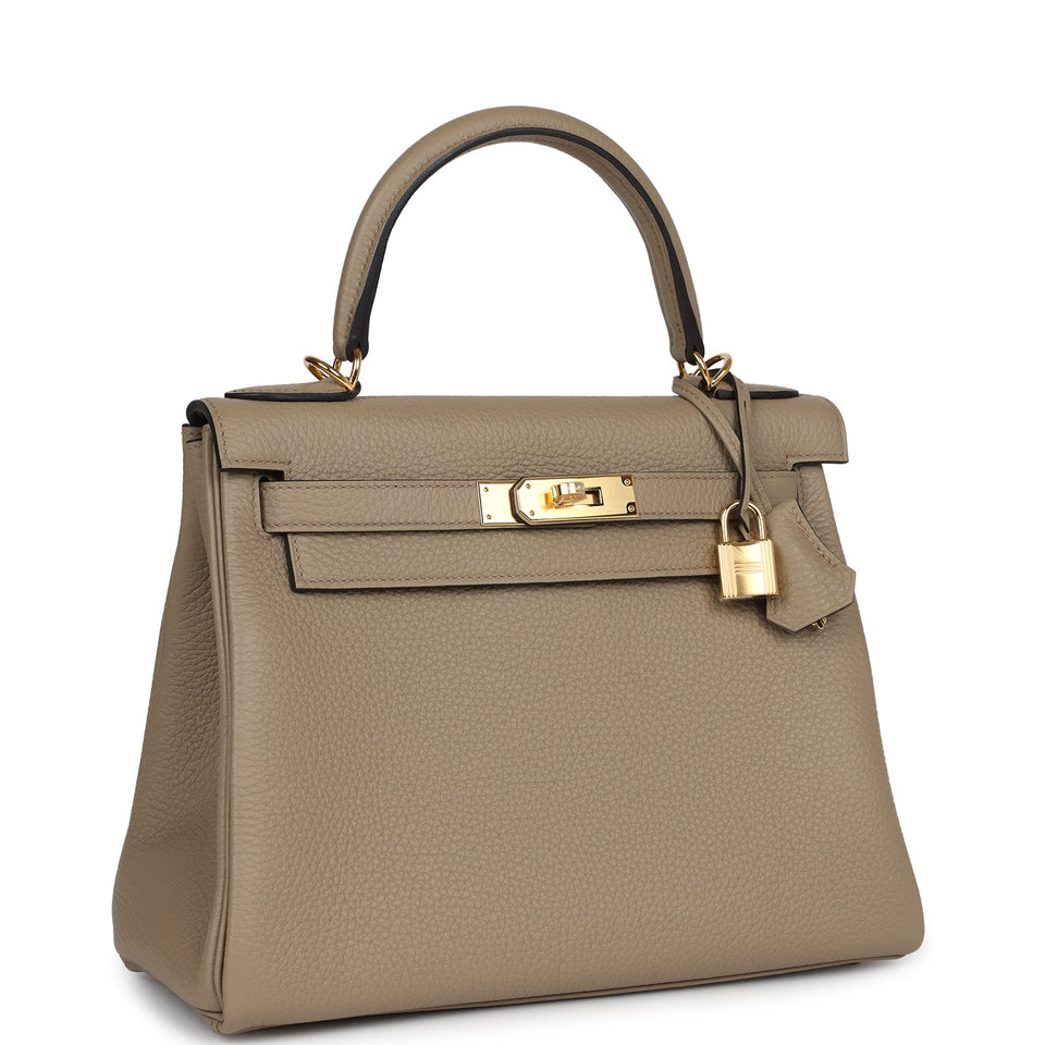 Hermes Kelly Retourne 28 Beige Marfa Clemence Gold Hardware