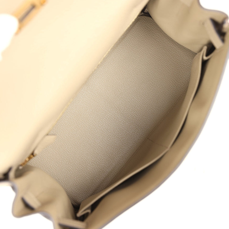 Hermes Kelly Retourne 28 Beige Marfa Clemence Gold Hardware