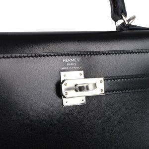 Hermes Kelly Sellier 25 Black Box Palladium Hardware