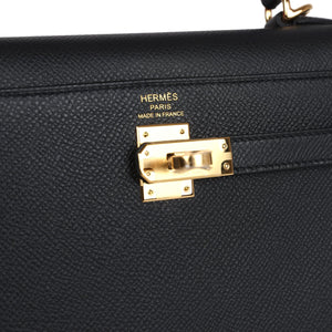 Hermes Kelly Sellier 25 Black Epsom Gold Hardware