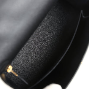 Hermes Kelly Sellier 25 Black Epsom Gold Hardware