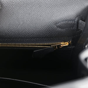 Hermes Kelly Sellier 25 Black Epsom Gold Hardware