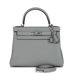 Hermes Kelly Retourne 28 Gris Mouette Togo Palladium Hardware