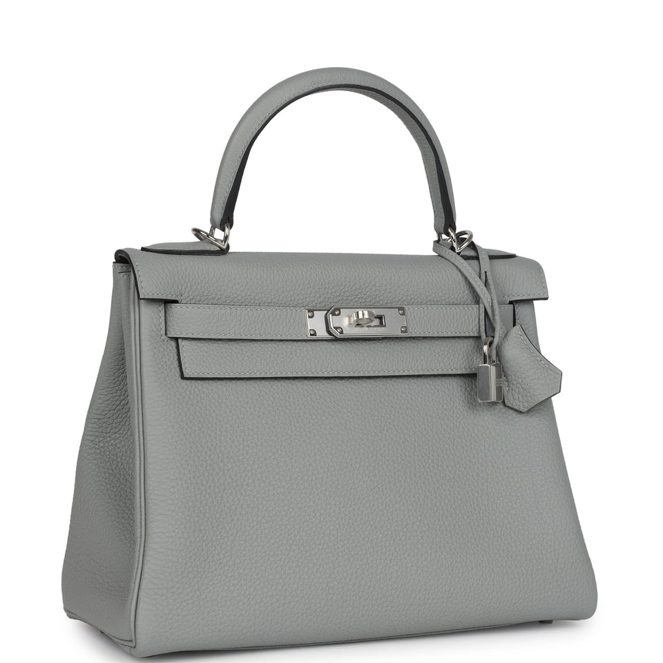 Hermes Kelly Retourne 28 Gris Mouette Togo Palladium Hardware