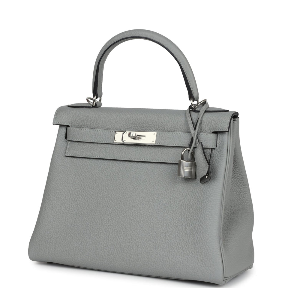 Hermes Kelly Retourne 28 Gris Mouette Togo Palladium Hardware
