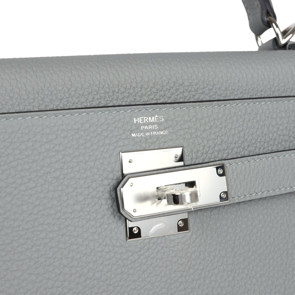 Hermes Kelly Retourne 28 Gris Mouette Togo Palladium Hardware