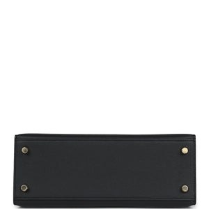 Hermes Kelly Sellier 25 Black Epsom Gold Hardware