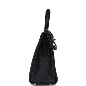 Hermes Kelly Retourne 25 Black Togo Palladium Hardware
