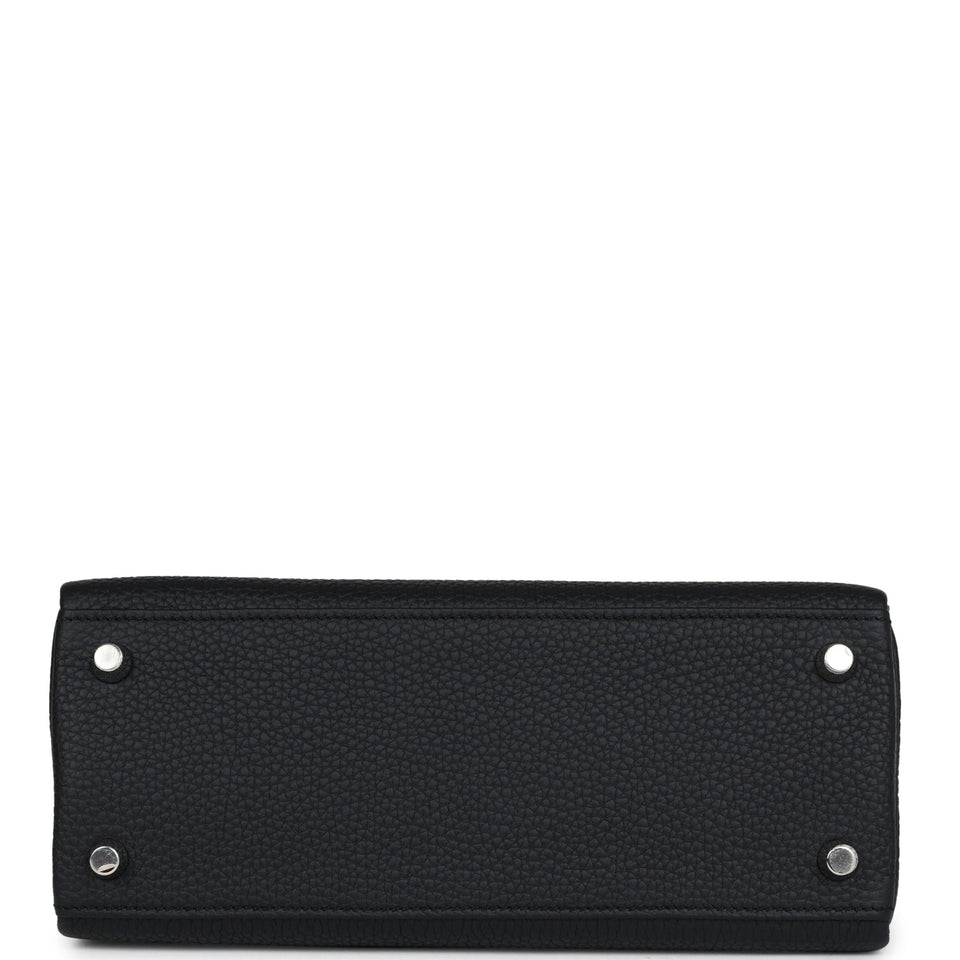 Hermes Kelly Retourne 25 Black Togo Palladium Hardware