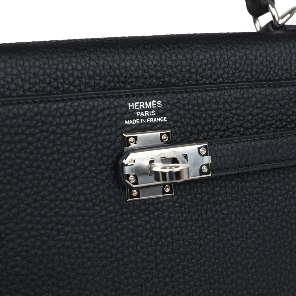 Hermes Kelly Retourne 25 Black Togo Palladium Hardware