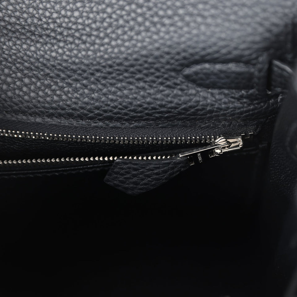 Hermes Kelly Retourne 25 Black Togo Palladium Hardware