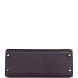 Hermes Special Order (HSS) Kelly Sellier 28 Raisin Verso Chevre Brushed Gold Hardware