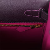 Hermes Special Order (HSS) Kelly Sellier 28 Raisin Verso Chevre Brushed Gold Hardware