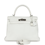 Hermes Kelly Retourne 28 White Clemence Palladium Hardware