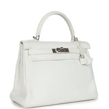 Hermes Kelly Retourne 28 White Clemence Palladium Hardware