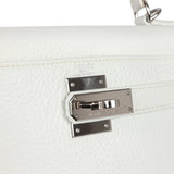 Hermes Kelly Retourne 28 White Clemence Palladium Hardware