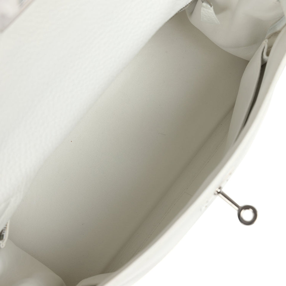Hermes Kelly Retourne 28 White Clemence Palladium Hardware