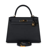 New Hermes Kelly Sellier 28 Black Epsom Gold Hardware