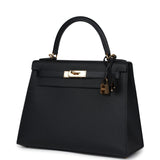 New Hermes Kelly Sellier 28 Black Epsom Gold Hardware