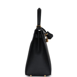New Hermes Kelly Sellier 28 Black Epsom Gold Hardware