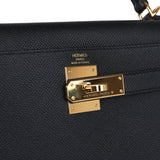 New Hermes Kelly Sellier 28 Black Epsom Gold Hardware