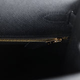 New Hermes Kelly Sellier 28 Black Epsom Gold Hardware
