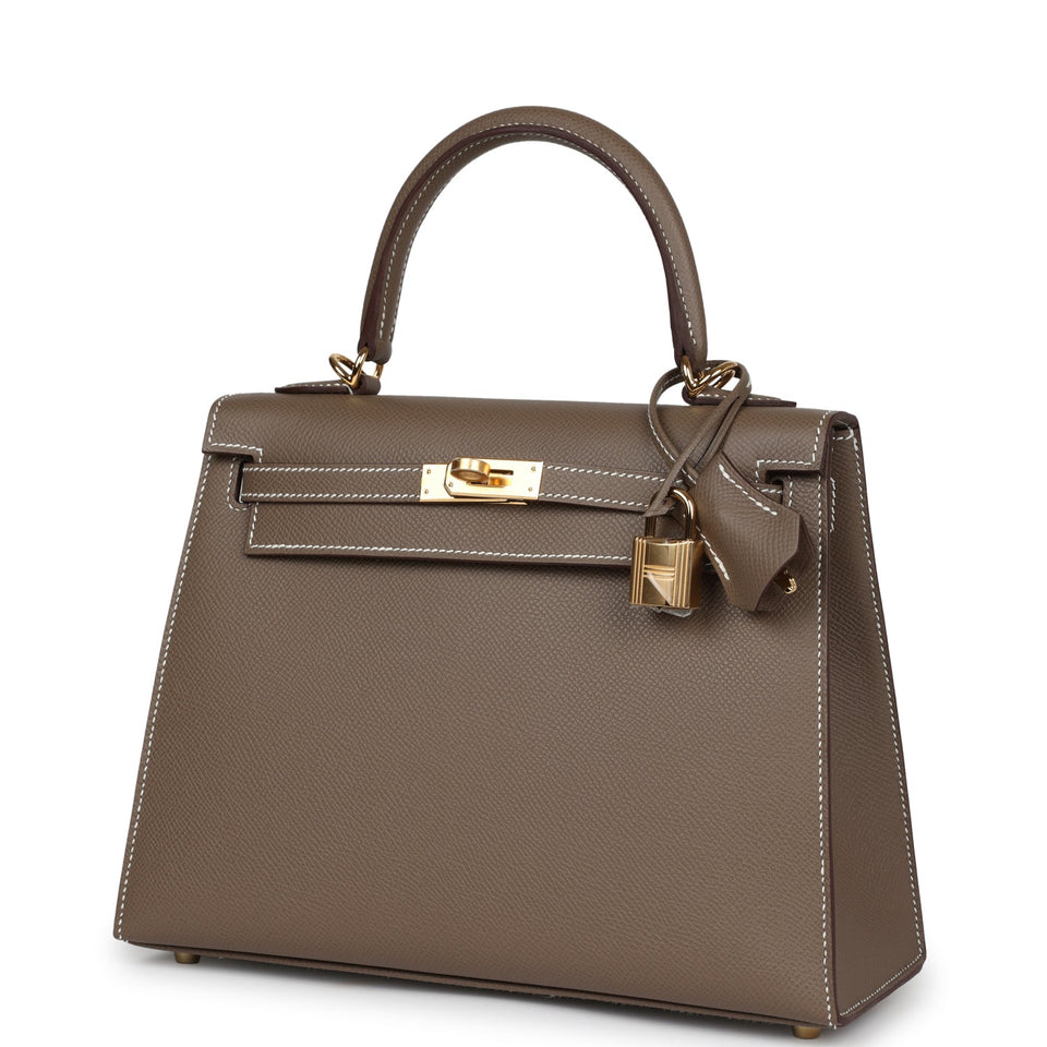 Hermes Kelly Sellier 25 Etoupe Epsom Gold Hardware