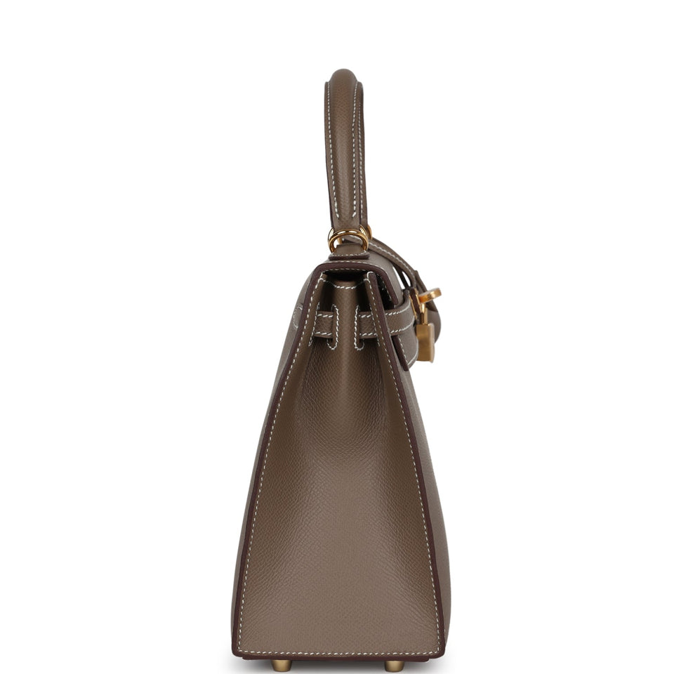 Hermes Kelly Sellier 25 Etoupe Epsom Gold Hardware