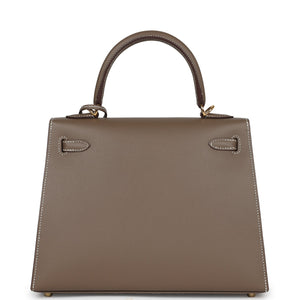 Hermes Kelly Sellier 25 Etoupe Epsom Gold Hardware