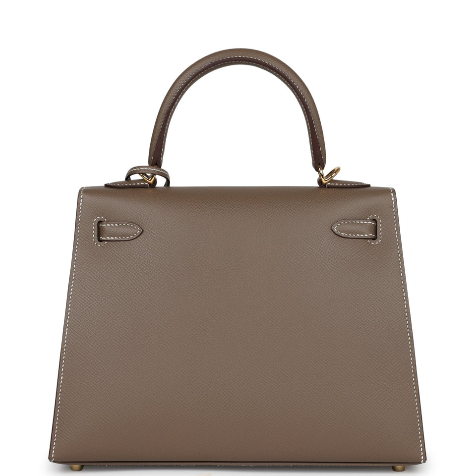 Hermes Kelly Sellier 25 Etoupe Epsom Gold Hardware