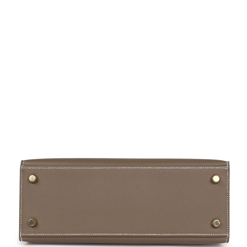 Hermes Kelly Sellier 25 Etoupe Epsom Gold Hardware