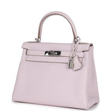New Hermes Kelly Retourne 28 Mauve Pale Clemence Palladium Hardware